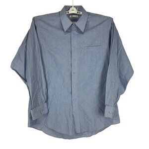 Pierre Cardin Men's Long Sleeved Button Down Dress Shirt Size L Blue